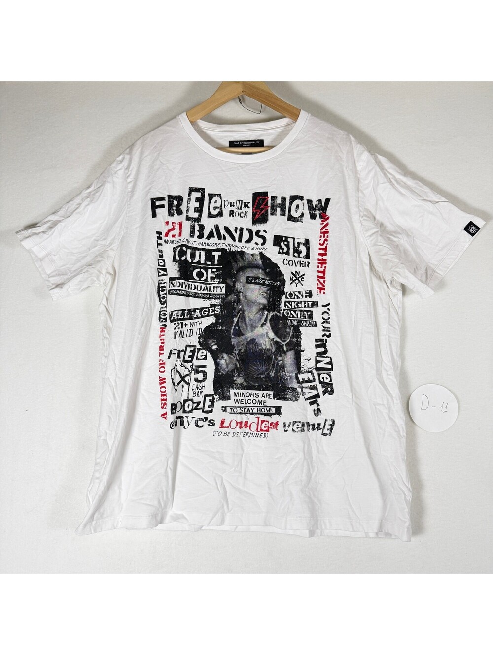 Cult‎ of Individuality Punk Rock Graphic T-Shirt White Men's Size L D-11